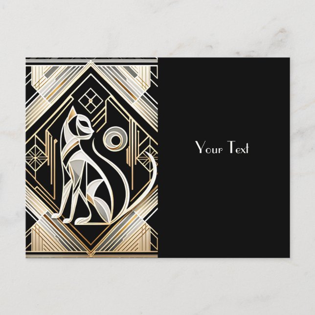 Decorative Abstract Black Cat Postcard (Front)