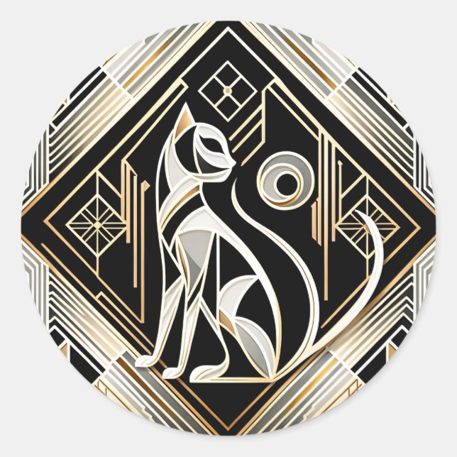 Decorative Abstract Black Cat Sticker (Front)