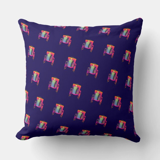 Decorative  Abstract Chair Diagonal Dk Blue Cushion (Front)