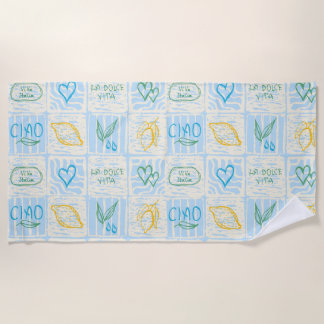 Decorative Amalfi style seamless pattern Beach Towel