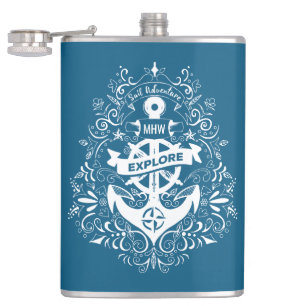Decorative Anchor custom monogram flask