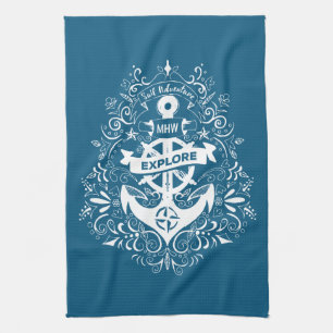 Decorative Anchor custom monogram hand towel