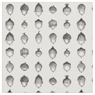 Decorative Antique Acorns Black & White Acorn Fabric