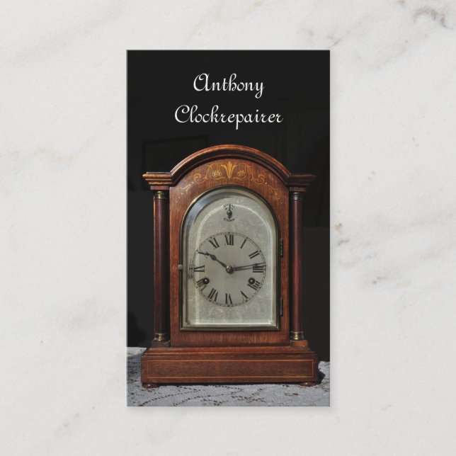 Decorative antique chiming clock business card (Front)