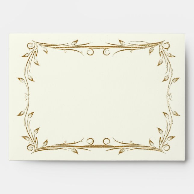 Decorative Antique Gold Border Wedding Envelopes (Front)