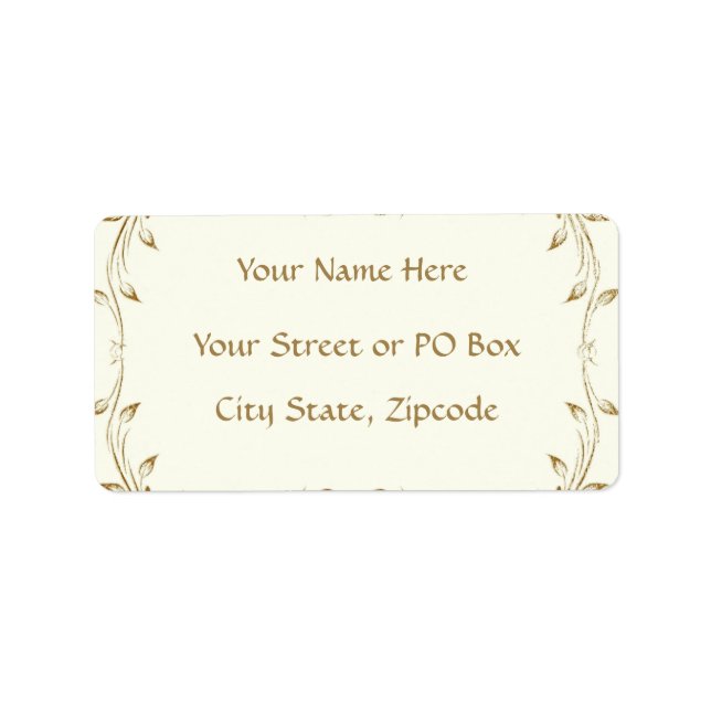 Decorative Antique Gold Border Wedding Label (Front)