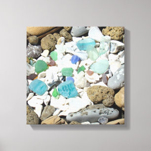 Decorative Art Canvas Beach Sea Glass Fossils Print