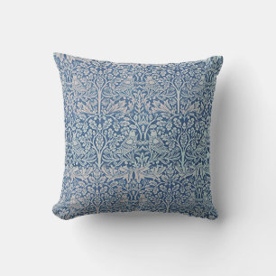 Decorative Art Forest Scenery Birds Rabbits Blue Cushion