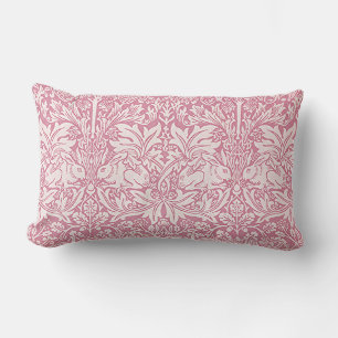 Decorative Art Forest Scenery Birds Rabbits Pink Lumbar Cushion