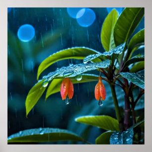 Decorative Art - Rain Drops On The Leaves #2 Poster