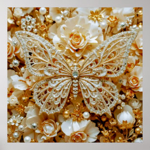 Decorative Art Silver and Gold - Butterflies #1 Poster