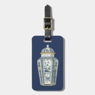 Decorative Asian Urn in Blue & White Luggage Tag