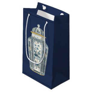 Decorative Asian Urn in Blue & White Small Gift Bag