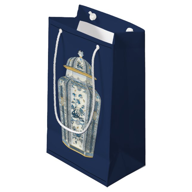 Decorative Asian Urn in Blue & White Small Gift Bag (Front Angled)