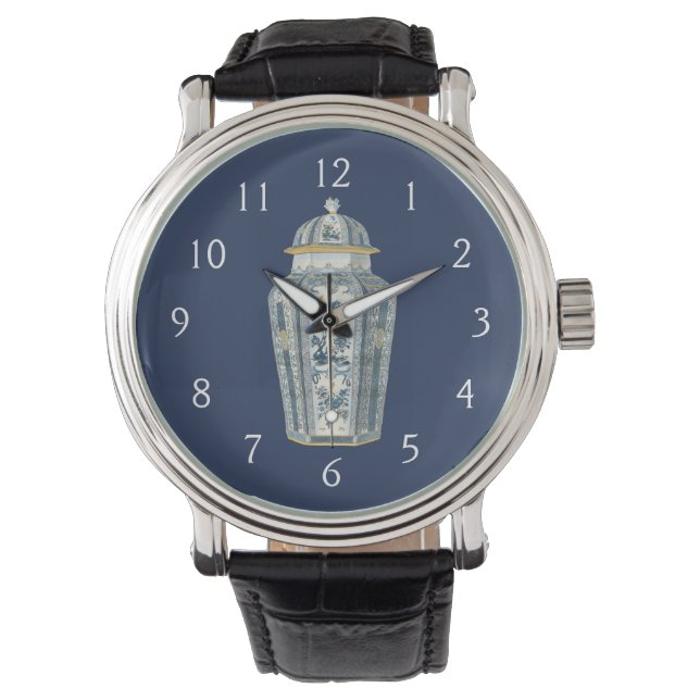 Decorative Asian Urn in Blue & White Watch (Front)