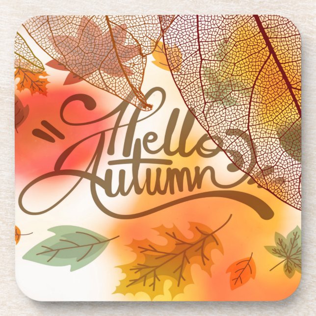 Decorative Autumn Leaves Coaster (Front)