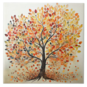 Decorative Autumn Leaves Tree Tile