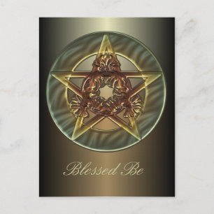 Decorative Autumn Shades Pentacle Postcard