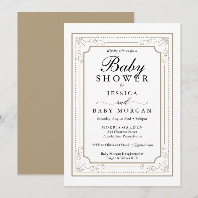 Decorative Baby Shower Invitation (Front/Back)