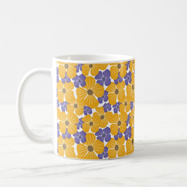 Decorative beautiful abstract modern style floral  coffee mug (Left)