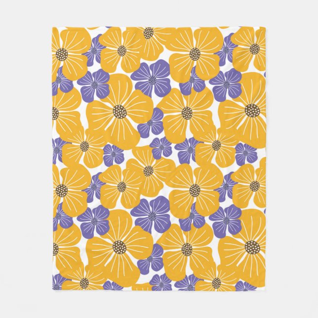 Decorative beautiful abstract modern style floral  fleece blanket (Front)