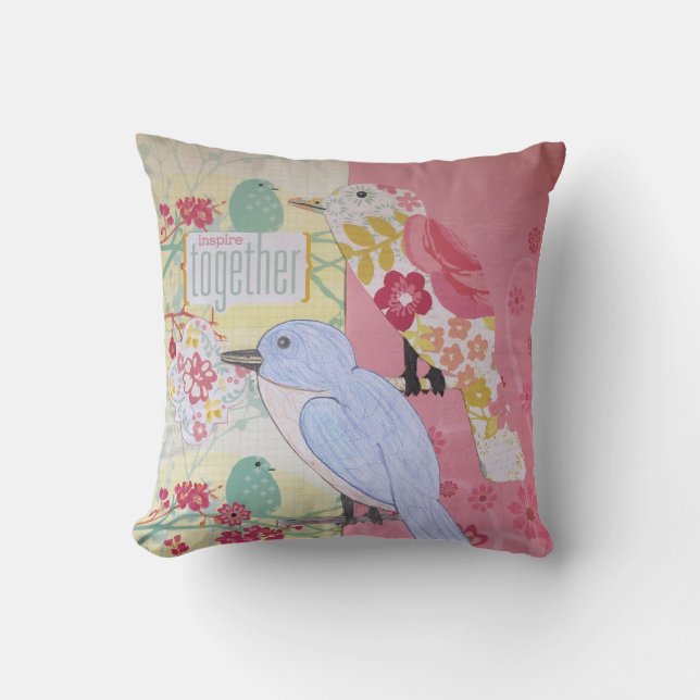 Decorative Bird Art Pillow (Front)
