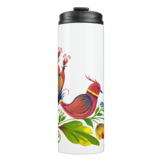 Decorative Bird with Flowers & Berries Thermal Tumbler