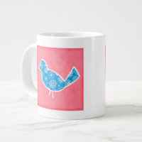 Decorative Bird with Patterns on Pink Background