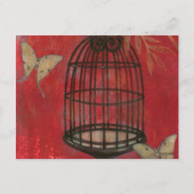 Decorative Birdcage with Butterflies Postcard (Front)
