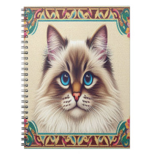 Decorative Birman Cat Colourful Framed Border Notebook