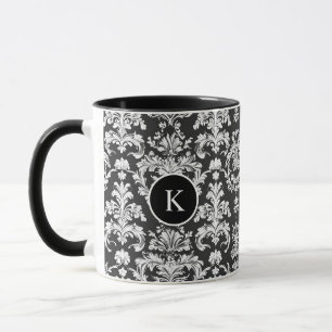 Decorative Black and White Damask Pattern Mug