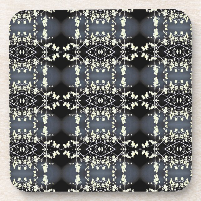 Decorative black and white pattern coaster (Front)