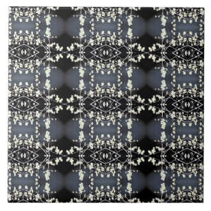 Decorative black and white pattern tile