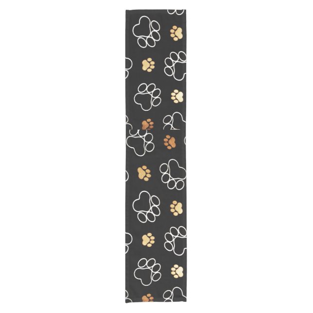 Decorative Black Animal paw print Short Table Runner (Front)