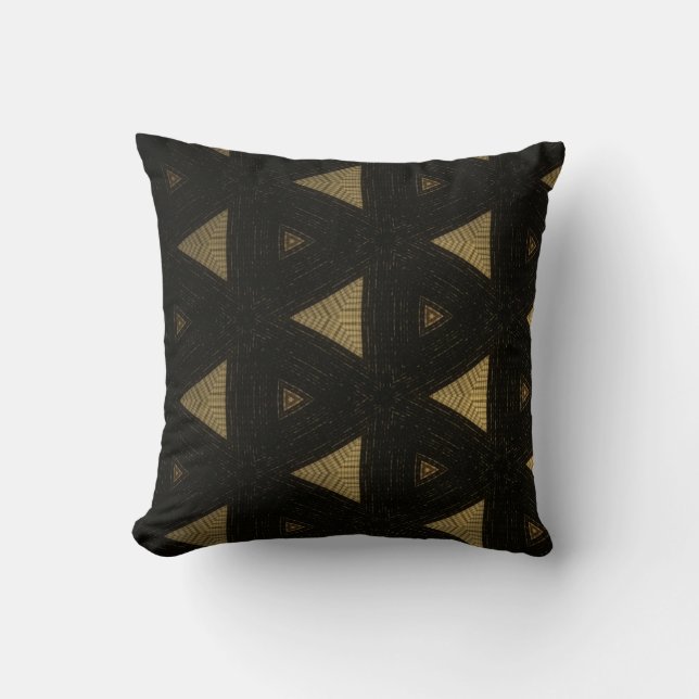Decorative Black & Beige Cotton Pillow (Front)