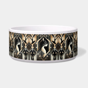 Decorative Black Cat Abstract Ceramic Pet Bowl