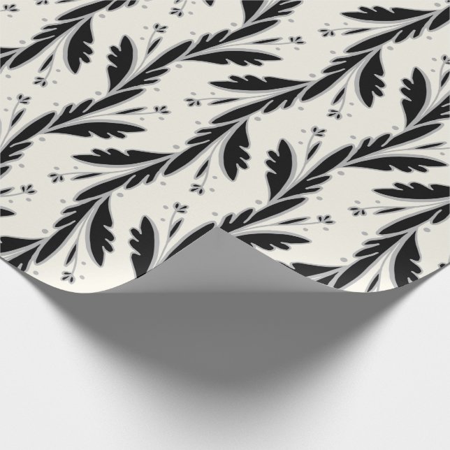 Decorative Black Vines Pattern Wrapping Paper (Corner)
