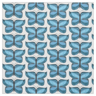 Decorative Blue Butterfly Illustration Pattern Fabric