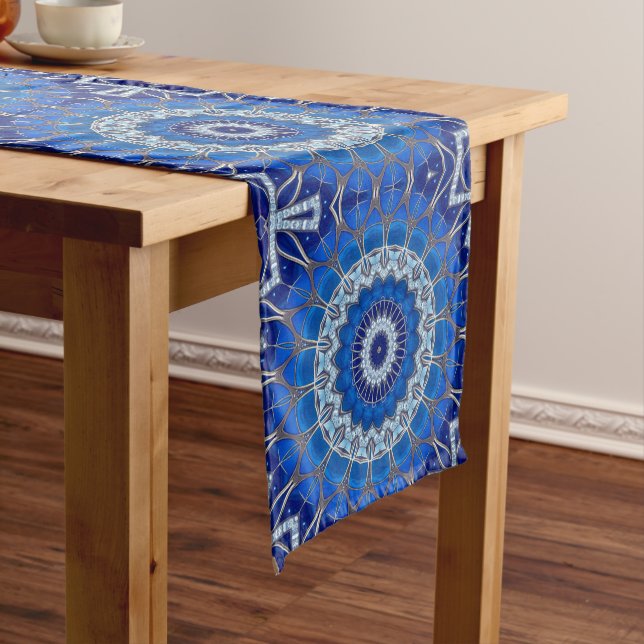Decorative Blue Holiday Table Runner (In Situ)