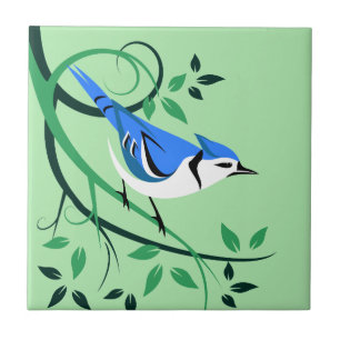 Decorative Blue Jay Art Tile