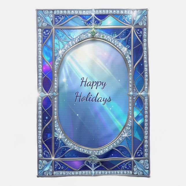 Decorative Blue Kitchen Towel (Vertical)