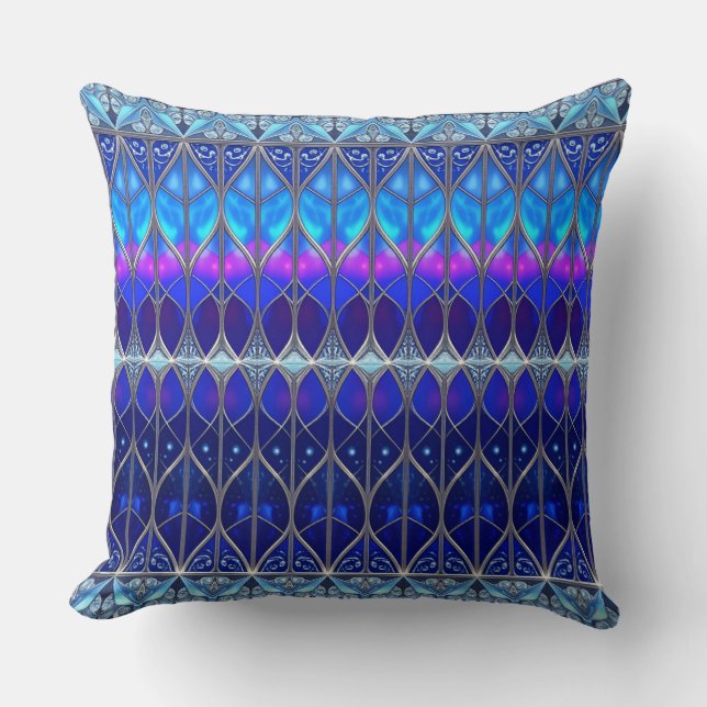 Decorative Blue Pattern Cushion (Front)
