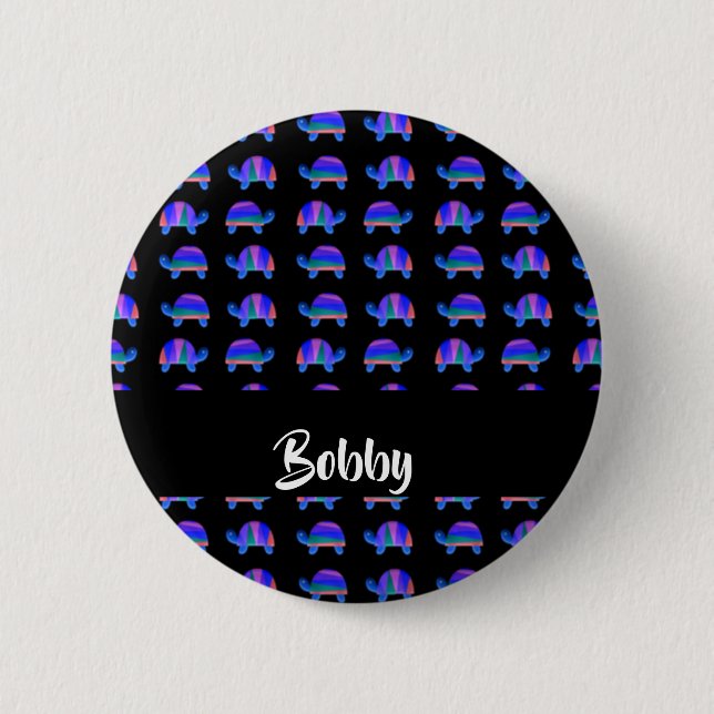 Decorative blue turtles 6 cm round badge (Front)