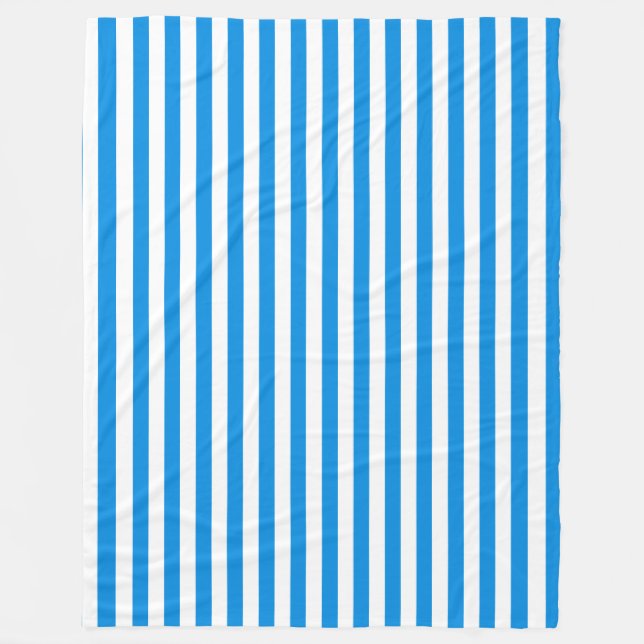Decorative Blue White Striped Elegant Template Fleece Blanket (Front)