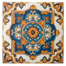 Decorative Blue Yellow Mediterranean