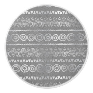 Decorative Bohemian Grey Stripe Striped Pattern Ceramic Knob