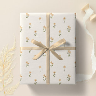 Decorative Boho Ditsy Floral Cottagecore Beige Wrapping Paper