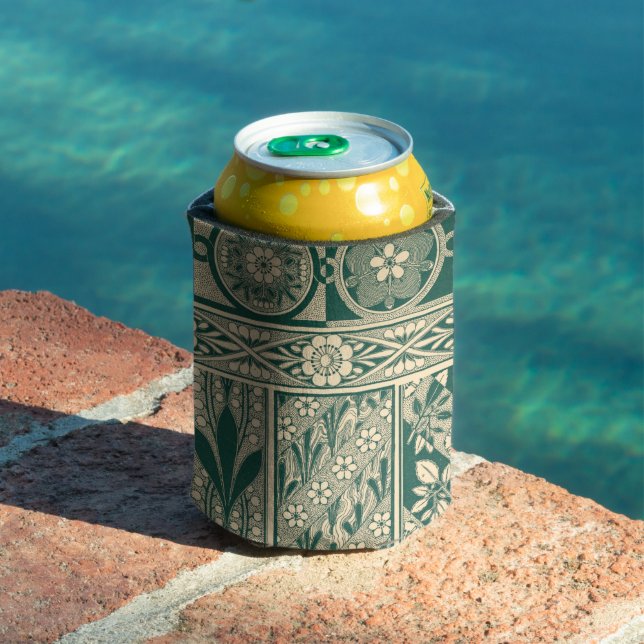 Decorative Botanical Art Nouveau Pattern Can Cooler (In Situ Pool)