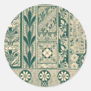 Decorative Botanical Art Nouveau Pattern Classic Round Sticker