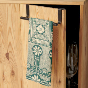 Decorative Botanical Art Nouveau Pattern Tea Towel